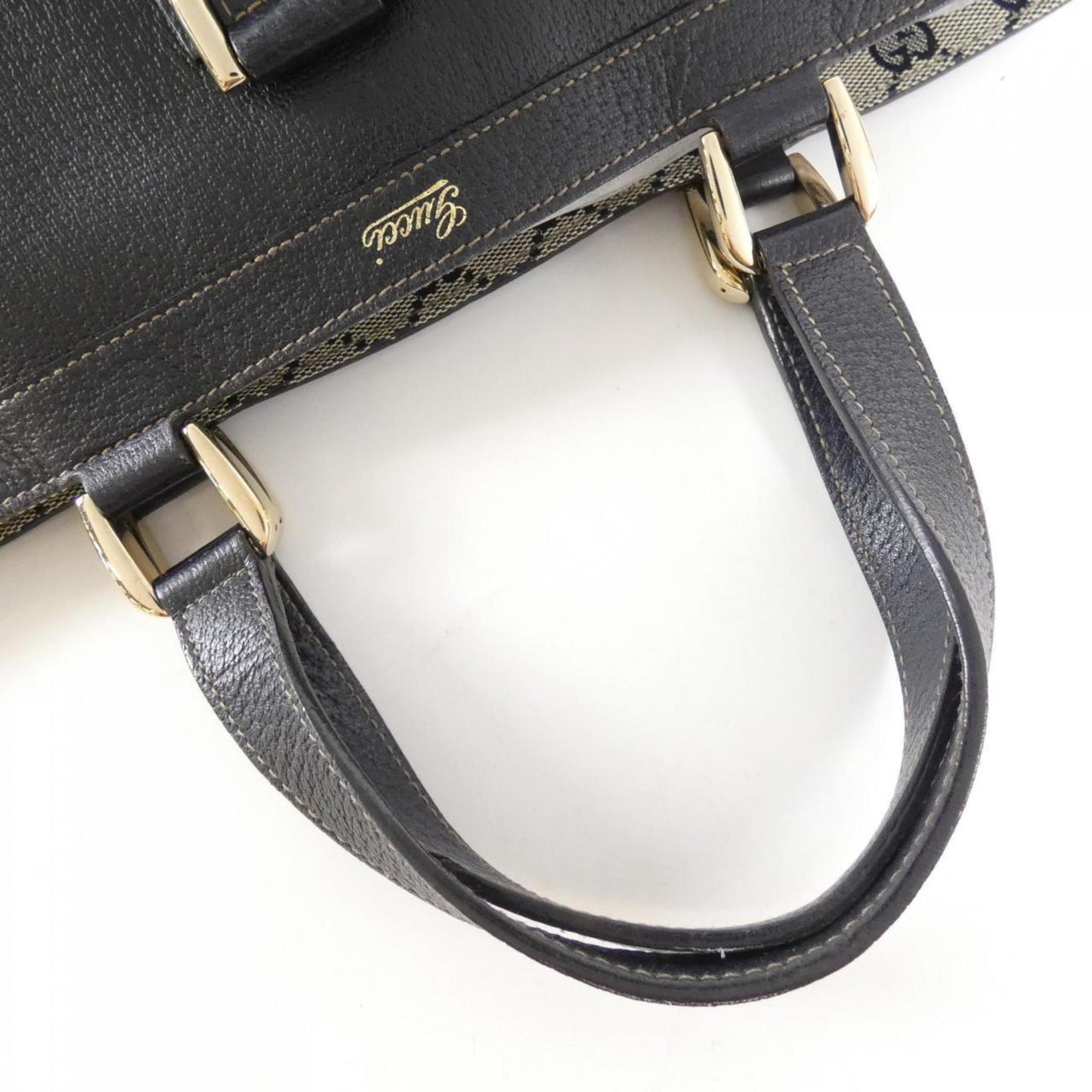 Gucci Navy Leather Handbag Tote Bag