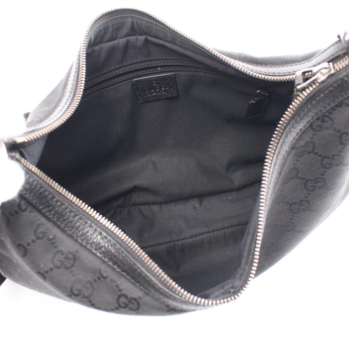 Gucci Black Gg Canvas Leather Shoulder Bag