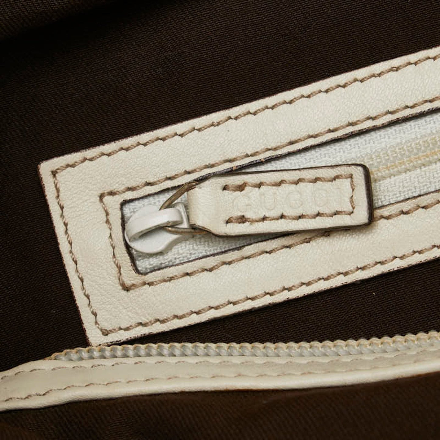 Gucci Beige White Gg Canvas Leather Handbag Tote Bag