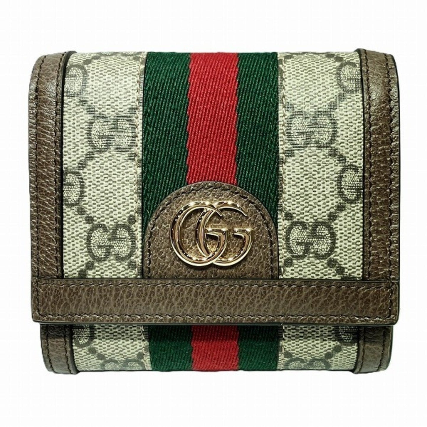Gucci Beige Dark Brown Canvas Leather Wallet (Bi-Fold) ()