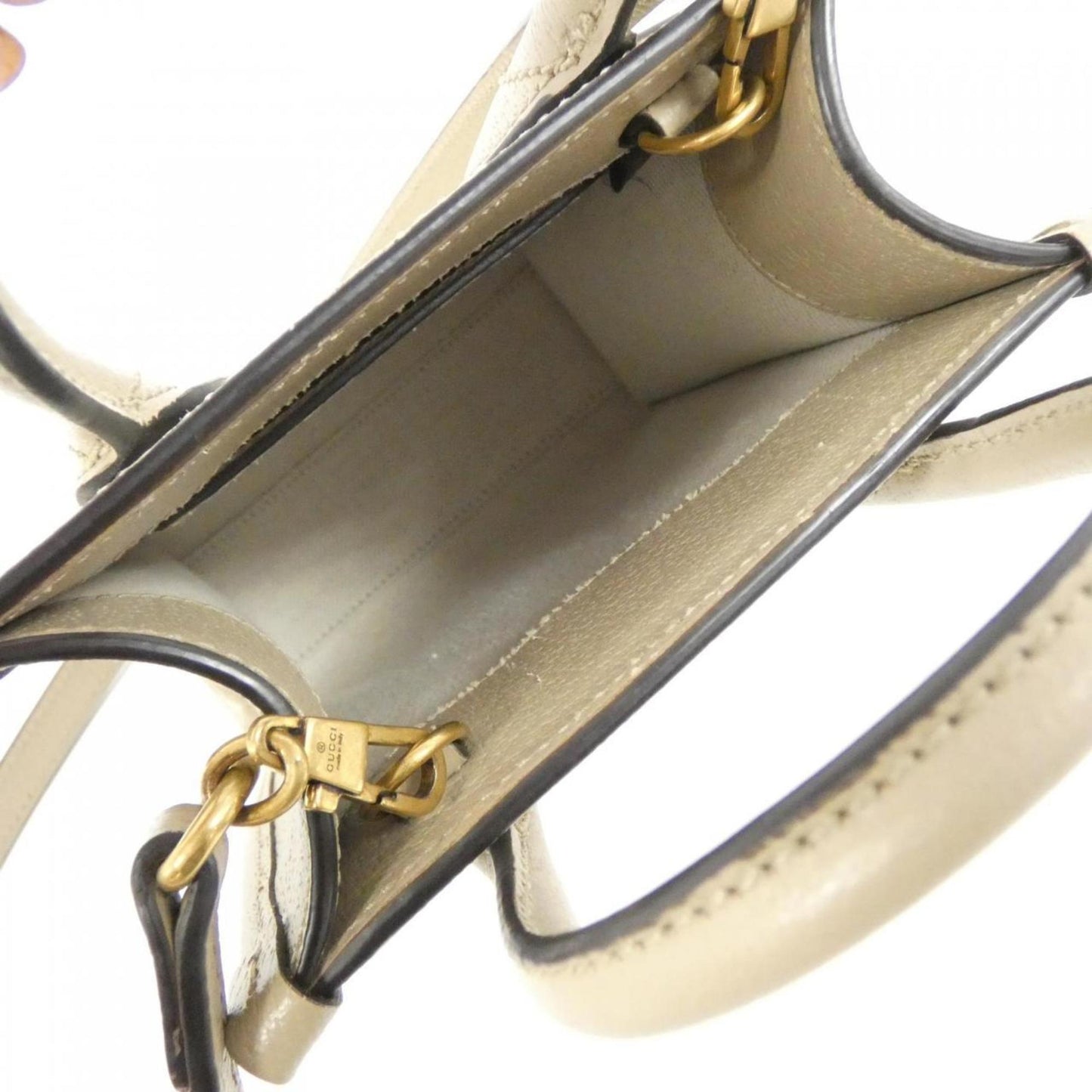 Gucci Beige White Gg Supreme Leather Handbag