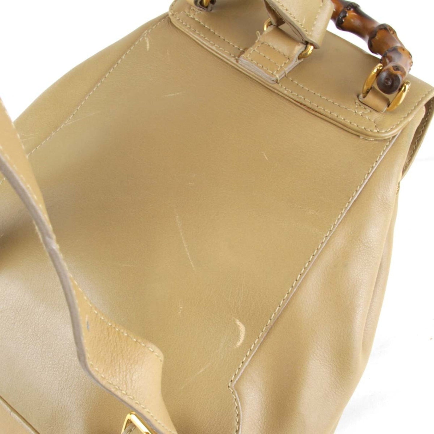 Gucci Bamboo Beige Leather Backpack