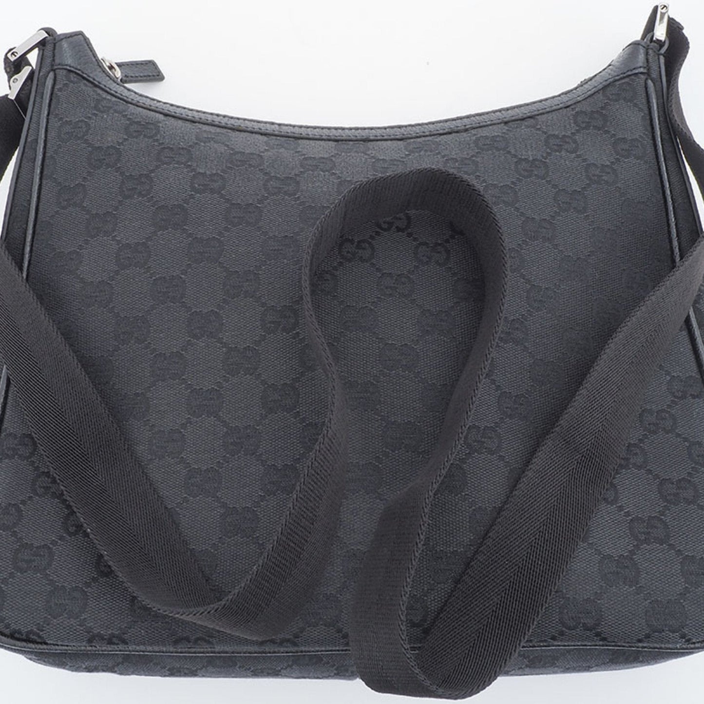 Gucci Gg Canvas Black Canvas Leather Shoulder Bag