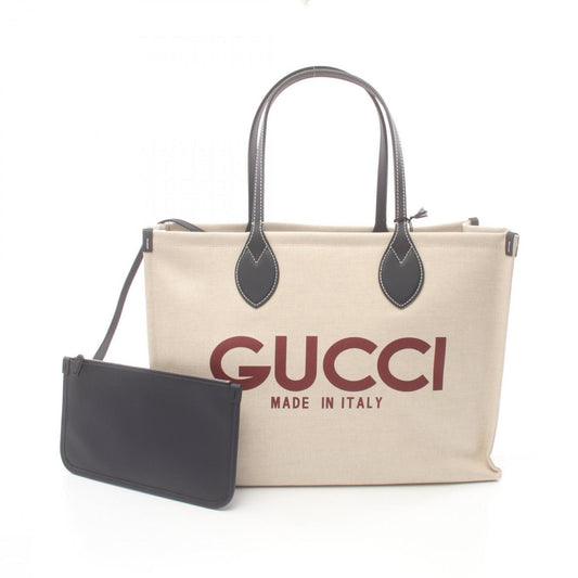 Gucci Beige Bordeaux Navy Canvas Leather Tote Bag ()