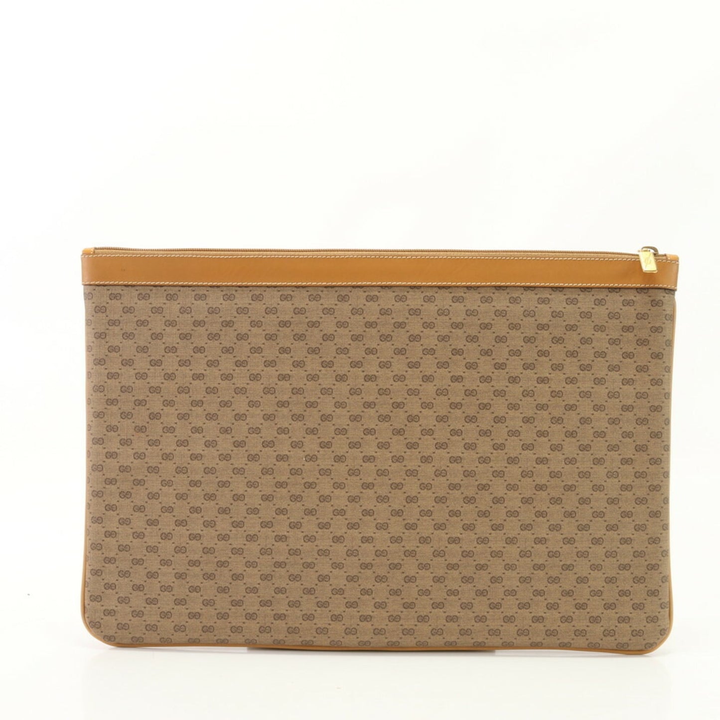 Gucci Brown Leather Coated Canvas Pouch