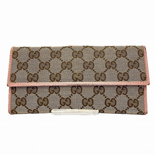 Gucci Brown Pink Gg Canvas Leather Coin Purse/Coin Case ()