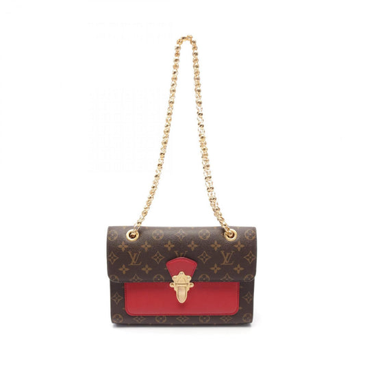 Louis Vuitton Brown Cerise Red Color Coated Canvas Leather Shoulder Bag ()