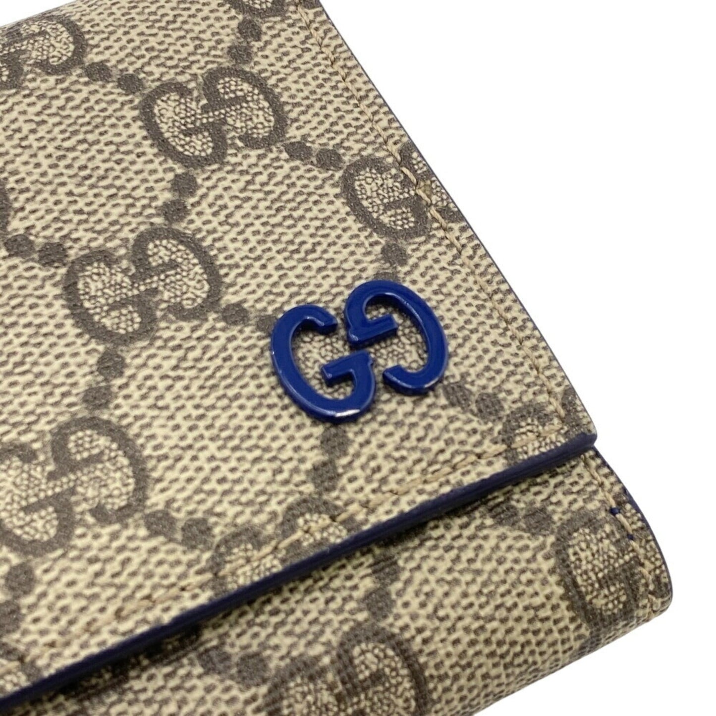 Gucci Beige Blue Gg Supreme Leather Wallet (Tri-Fold)