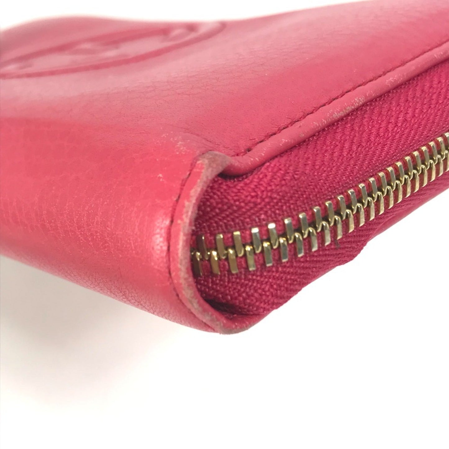 Gucci Red Color Leather Long Wallet (Bi-Fold)