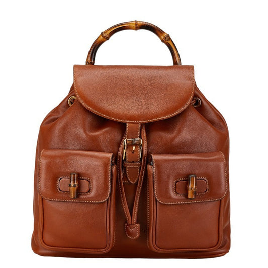 Gucci Brown Leather Backpack ()