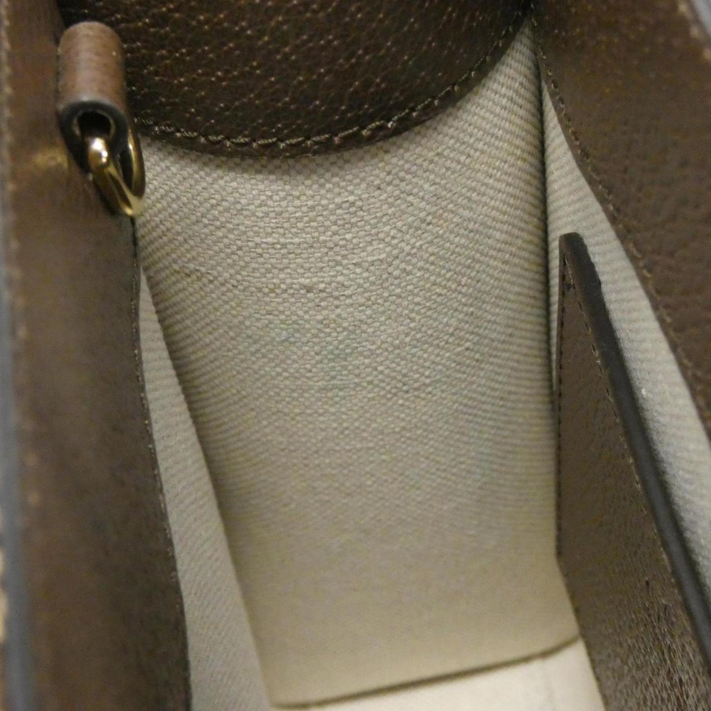 Gucci Beige Brown Canvas Leather Handbag