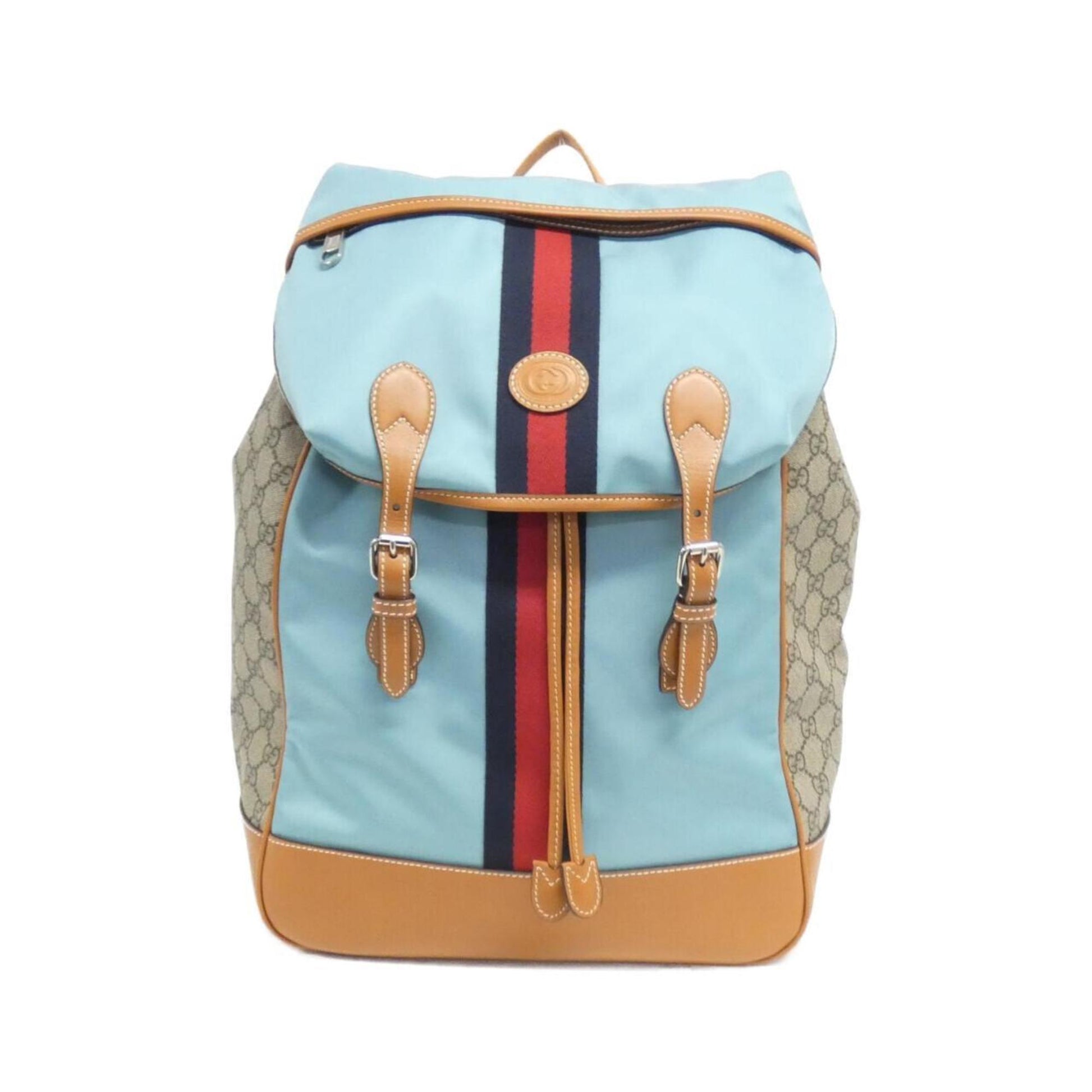 Gucci Beige Light Blue Gg Supreme Nylon Backpack ()