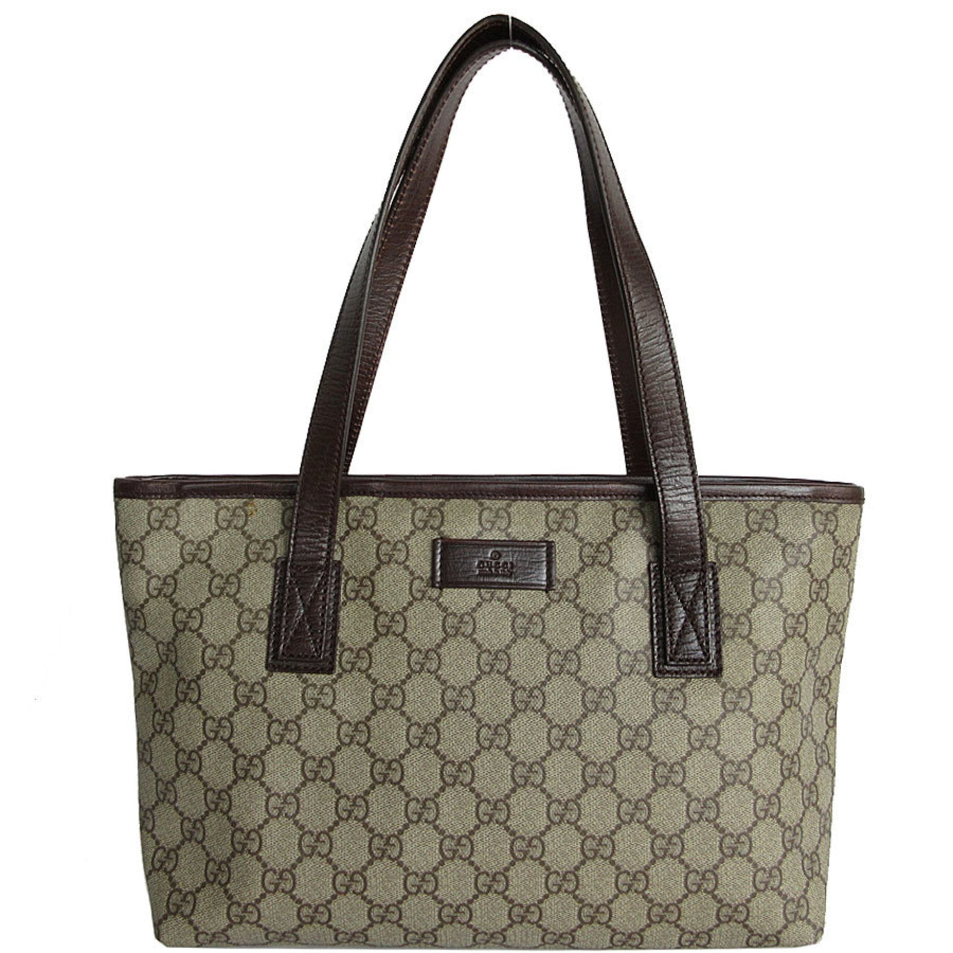 Gucci Beige Brown Pvc Leather Shoulder Bag Tote Bag ()
