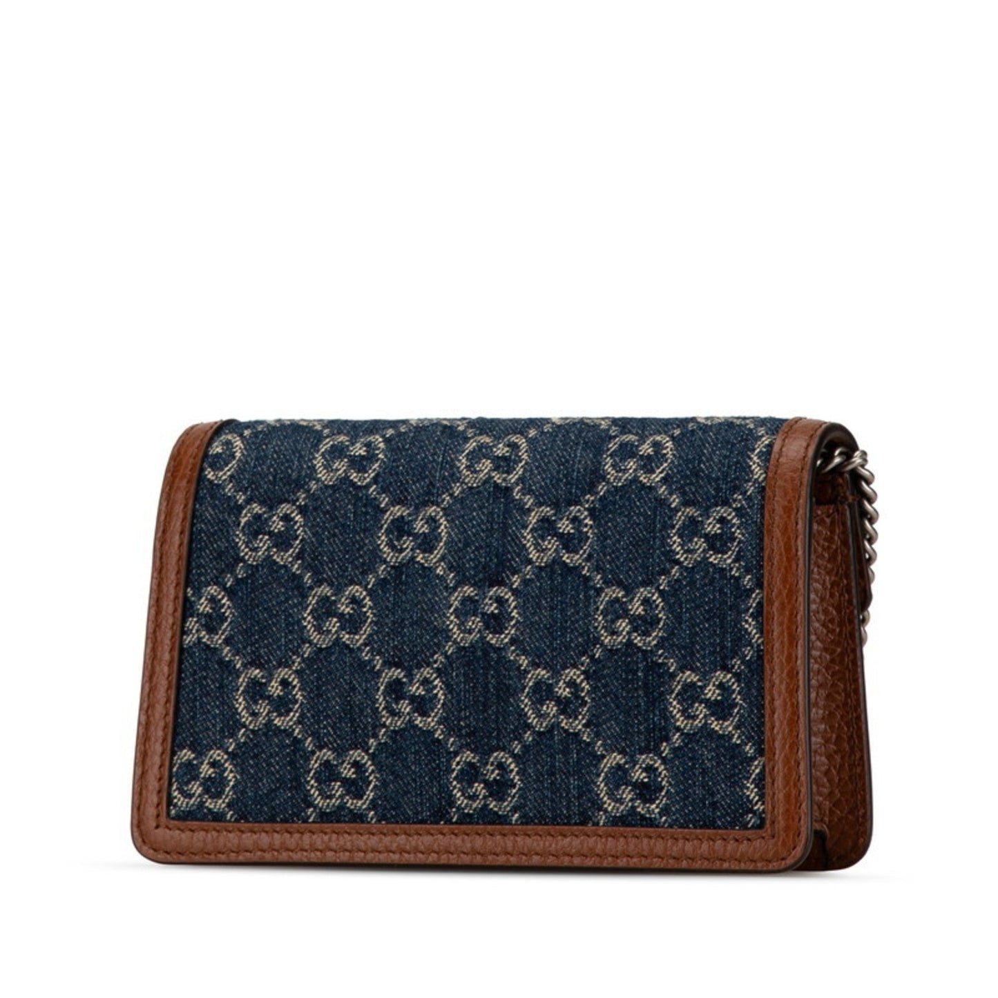Gucci Blue Brown Denim Leather Shoulder Bag