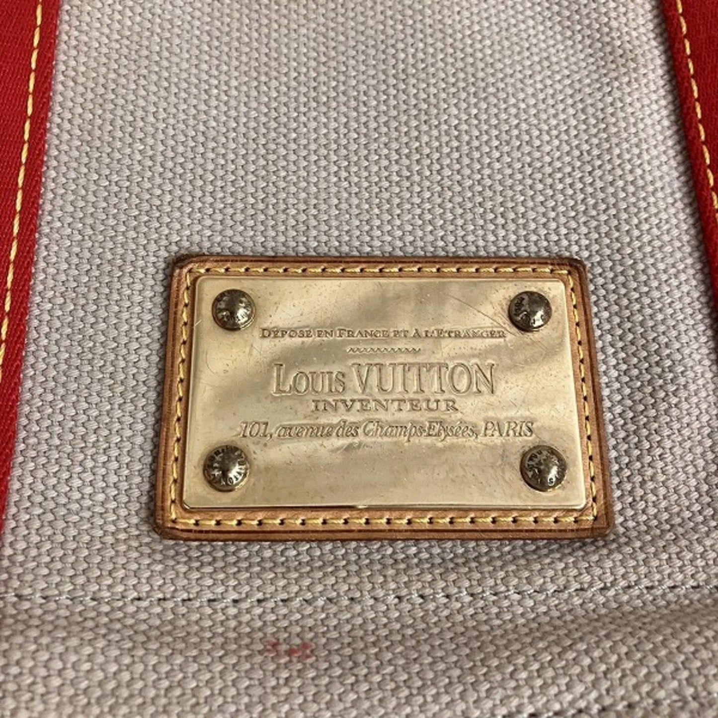 Louis Vuitton Beige Red Color Canvas Shoulder Bag