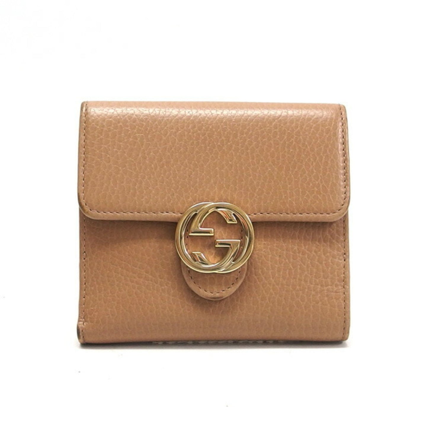 Gucci Beige Champagne Gold Leather Coin Purse/Coin Case