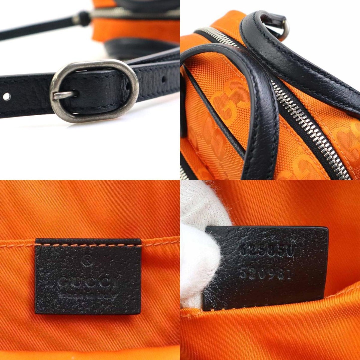Gucci Orange Nylon Canvas Shoulder Bag