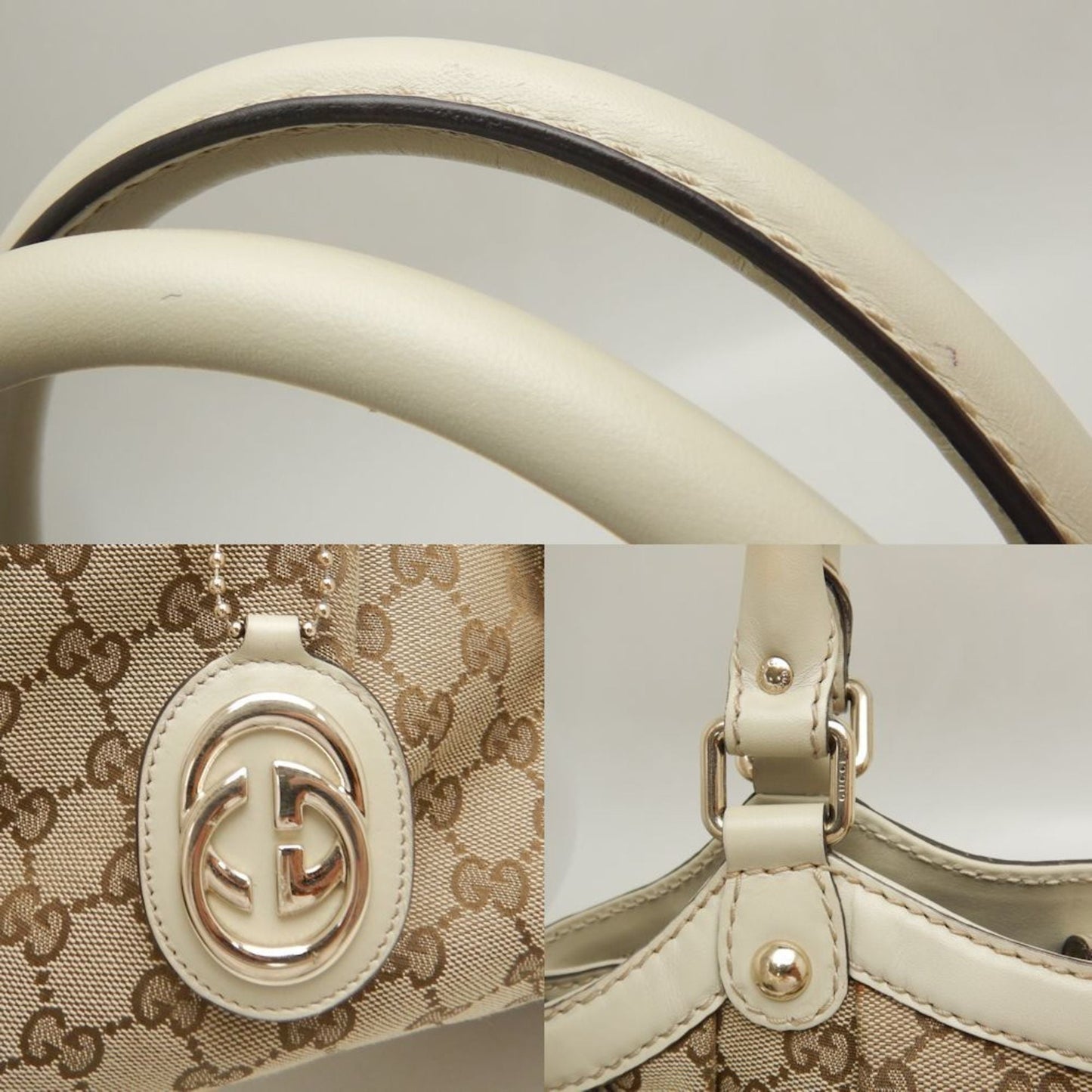 Gucci Beige Gg Canvas Tote Bag