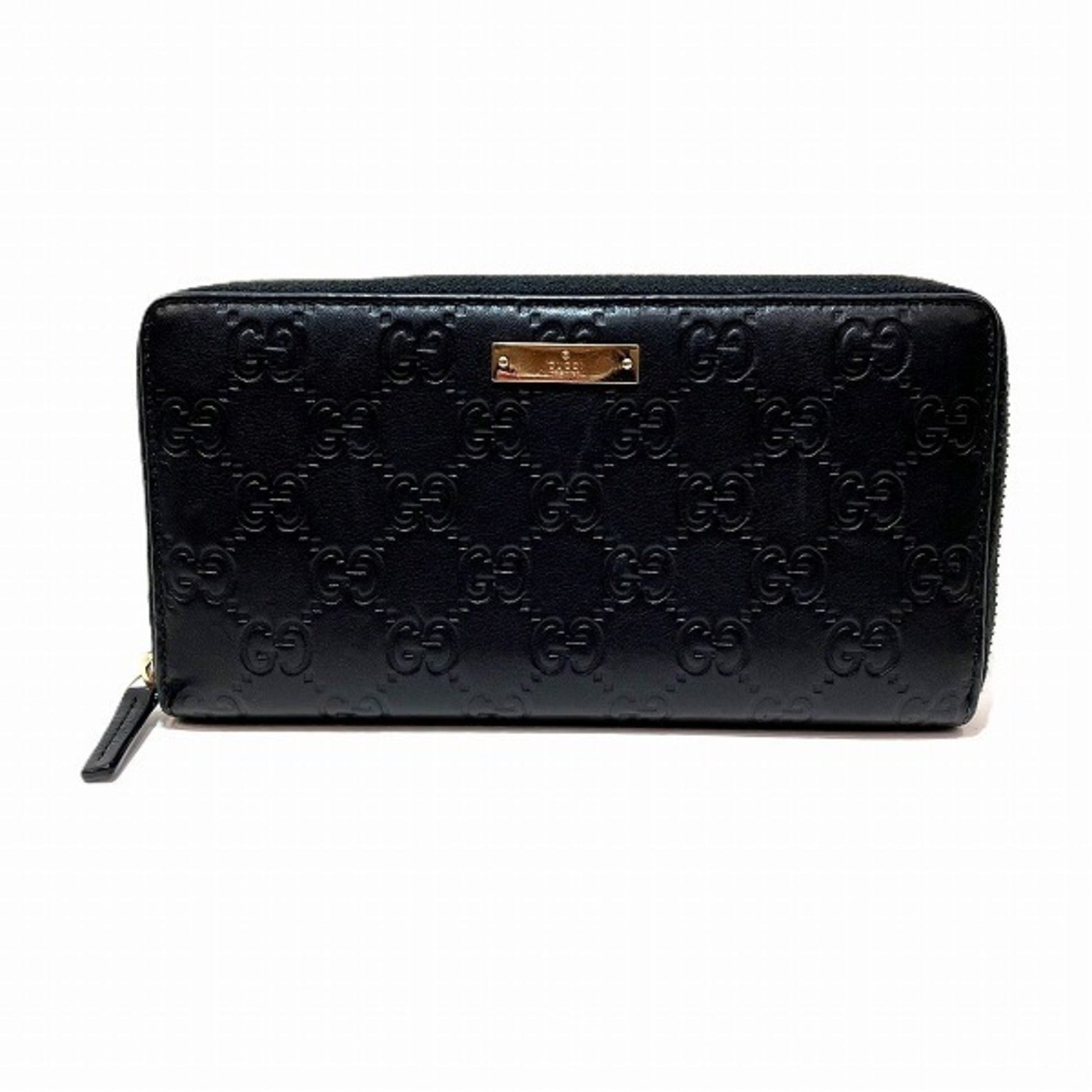 Gucci Guccissima Black Leather Long Wallet (Bi-Fold) ()