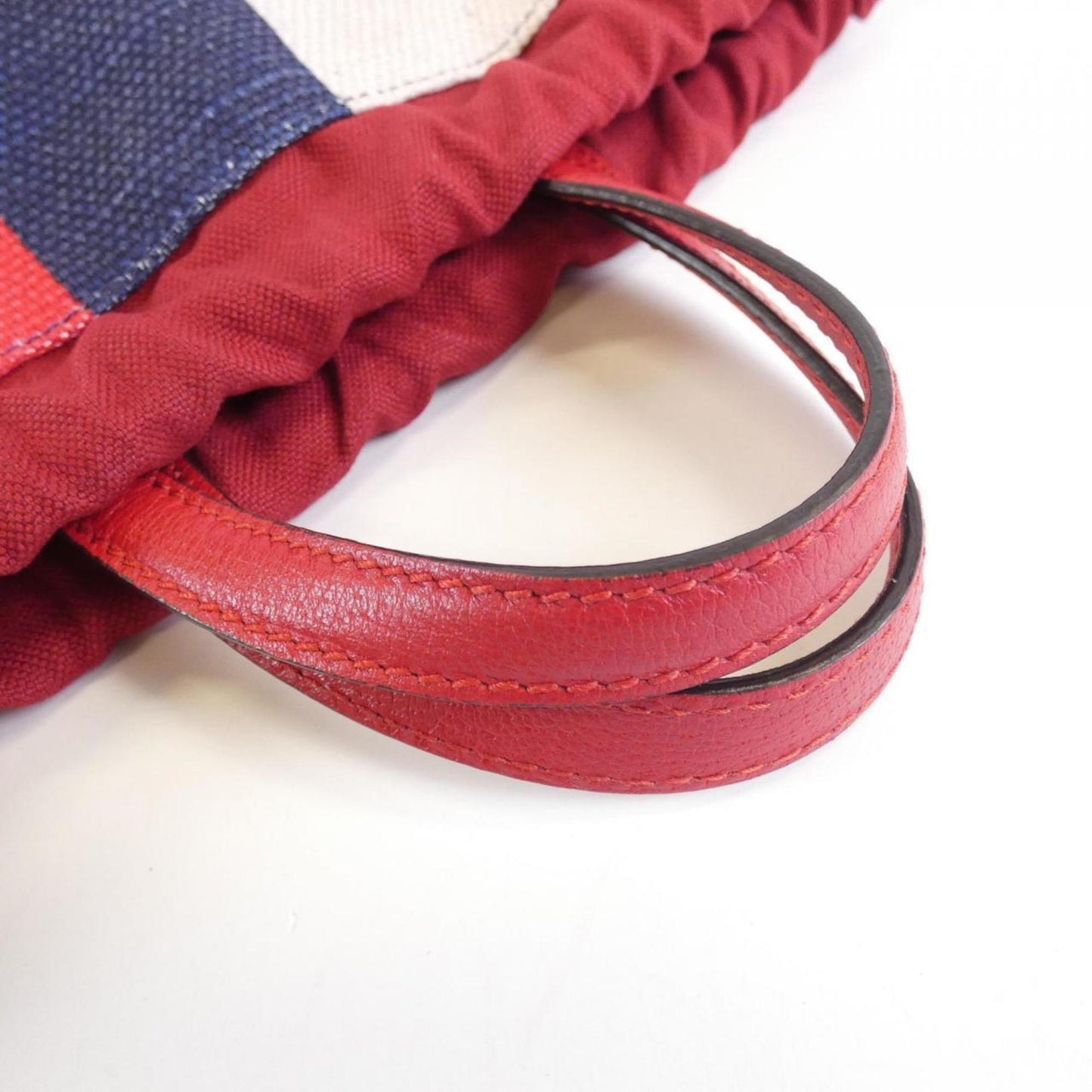 Gucci Blue Red Color White Canvas Leather Backpack