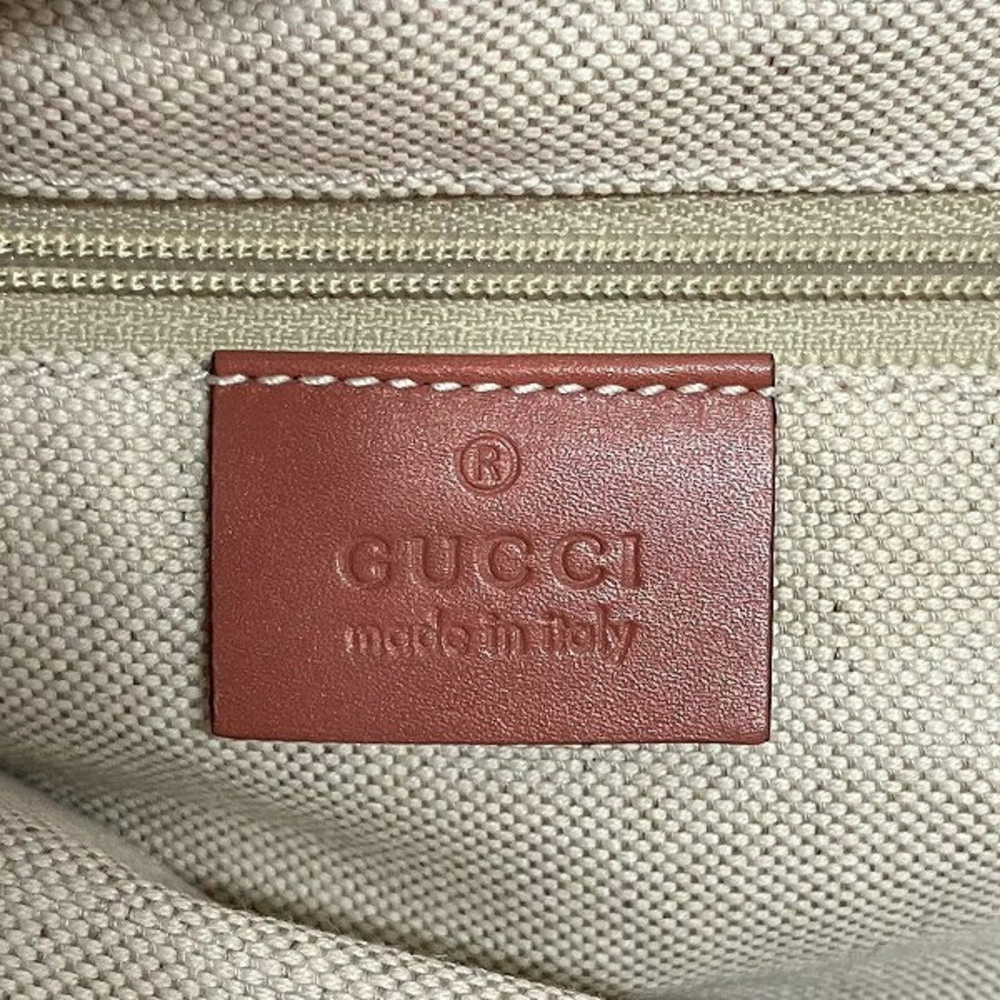Gucci Beige Pink Canvas Leather Handbag