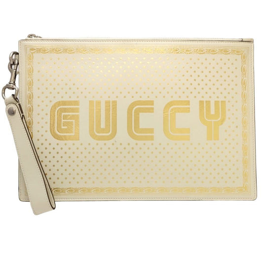 Gucci Ivory Leather Clutch Bag ()