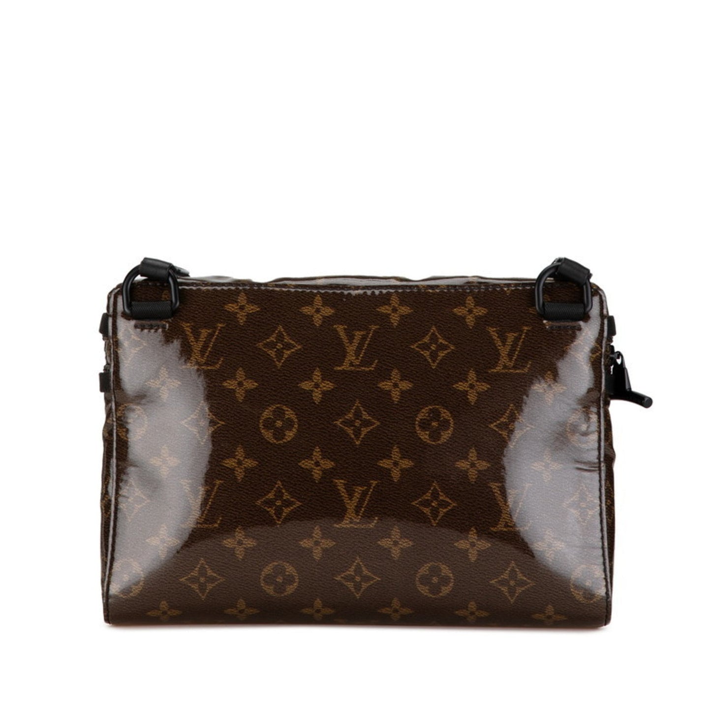 Louis Vuitton Black Brown Vinyl Leather Shoulder Bag