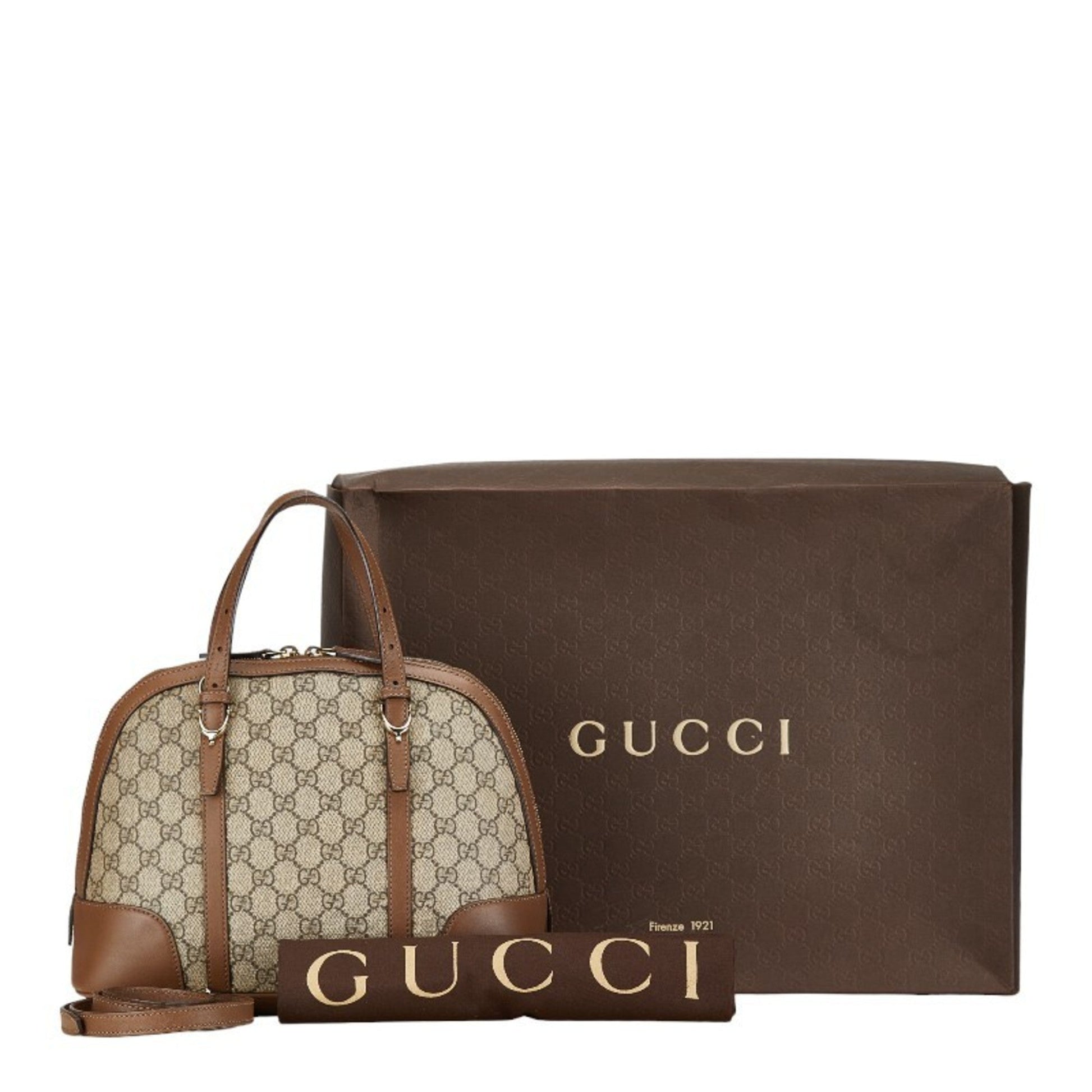Gucci Beige Brown Pvc Leather Handbag Shoulder Bag ()