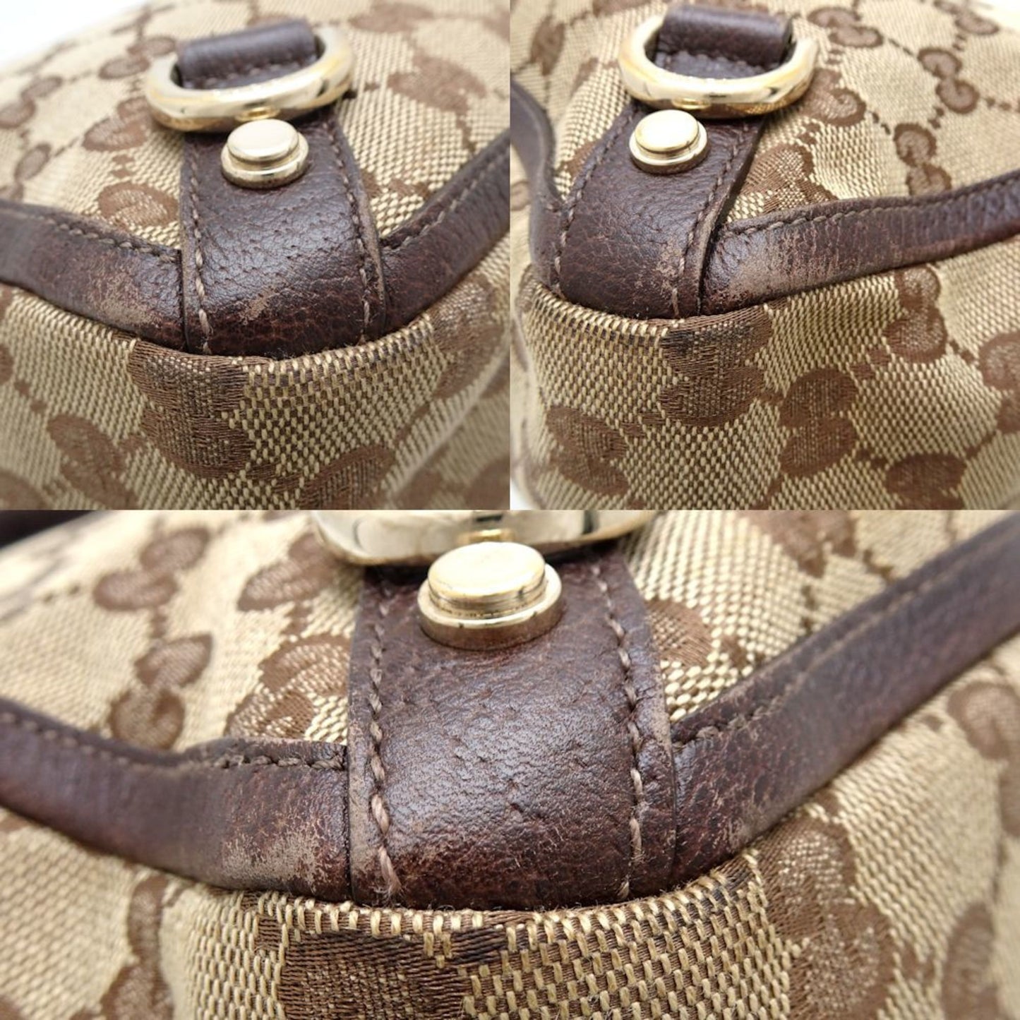 Gucci Beige Brown Gg Canvas Leather Tote Bag