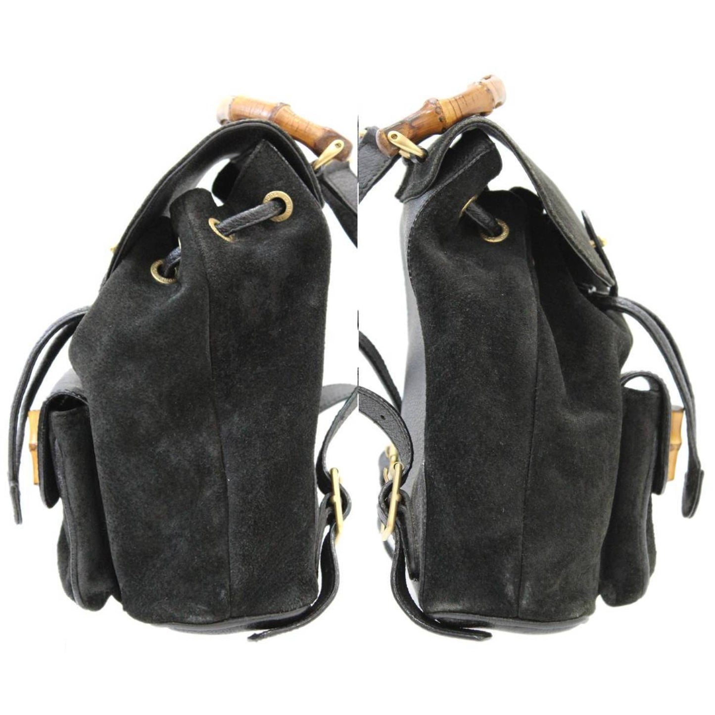 Gucci Bamboo Black Suede Leather Backpack