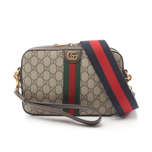 Gucci Beige Brown Multi-Color Pvc Coated Canvas Leather Shoulder Bag ()