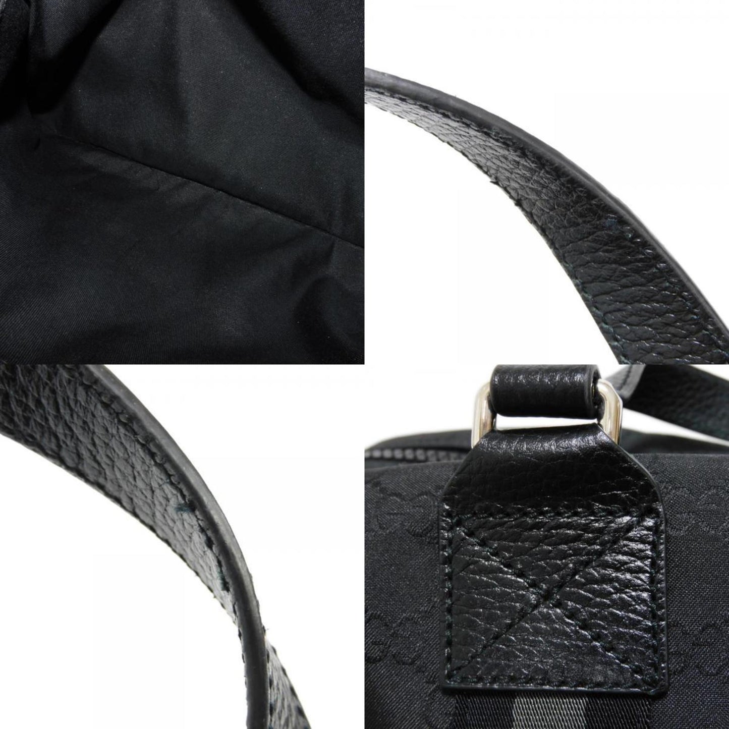 Gucci Black Nylon Canvas Leather Boston Bag Handbag Shoulder Bag
