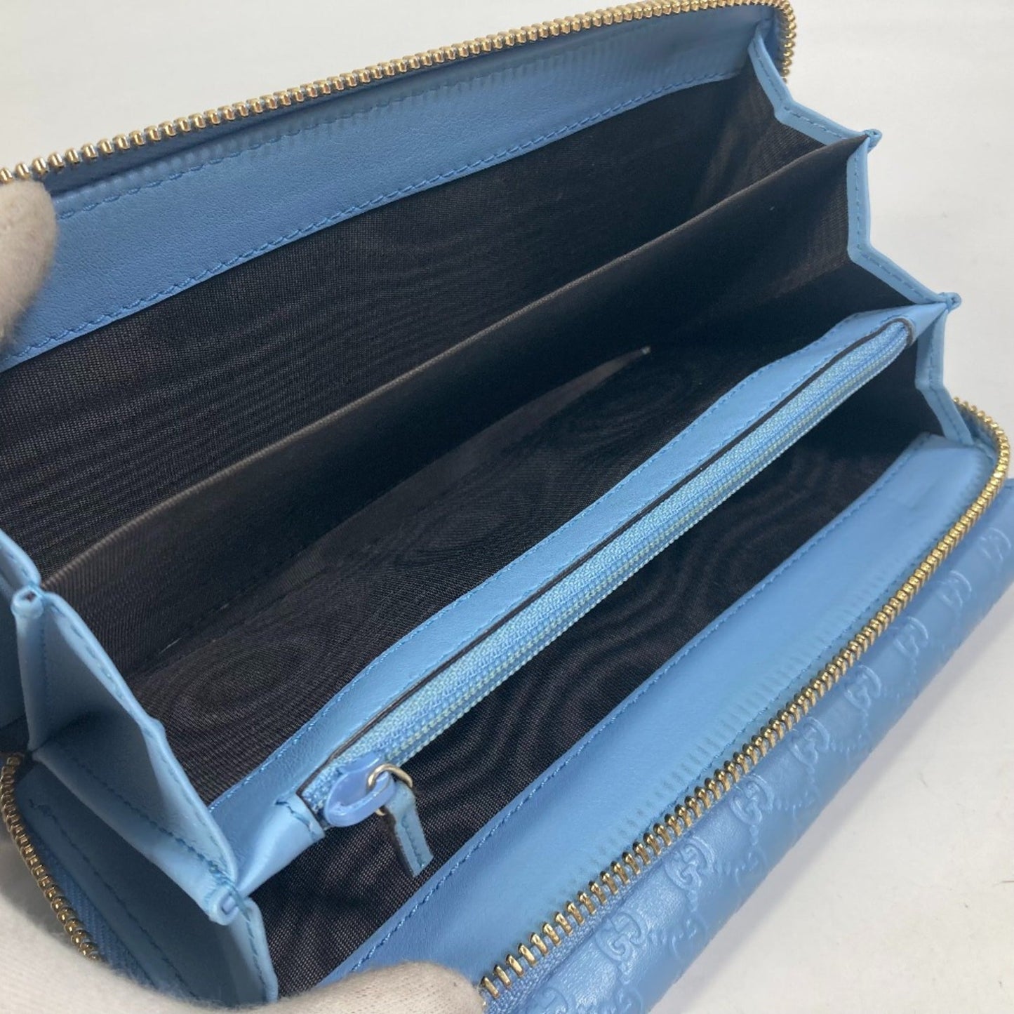 Gucci Blue Leather Long Wallet (Bi-Fold)