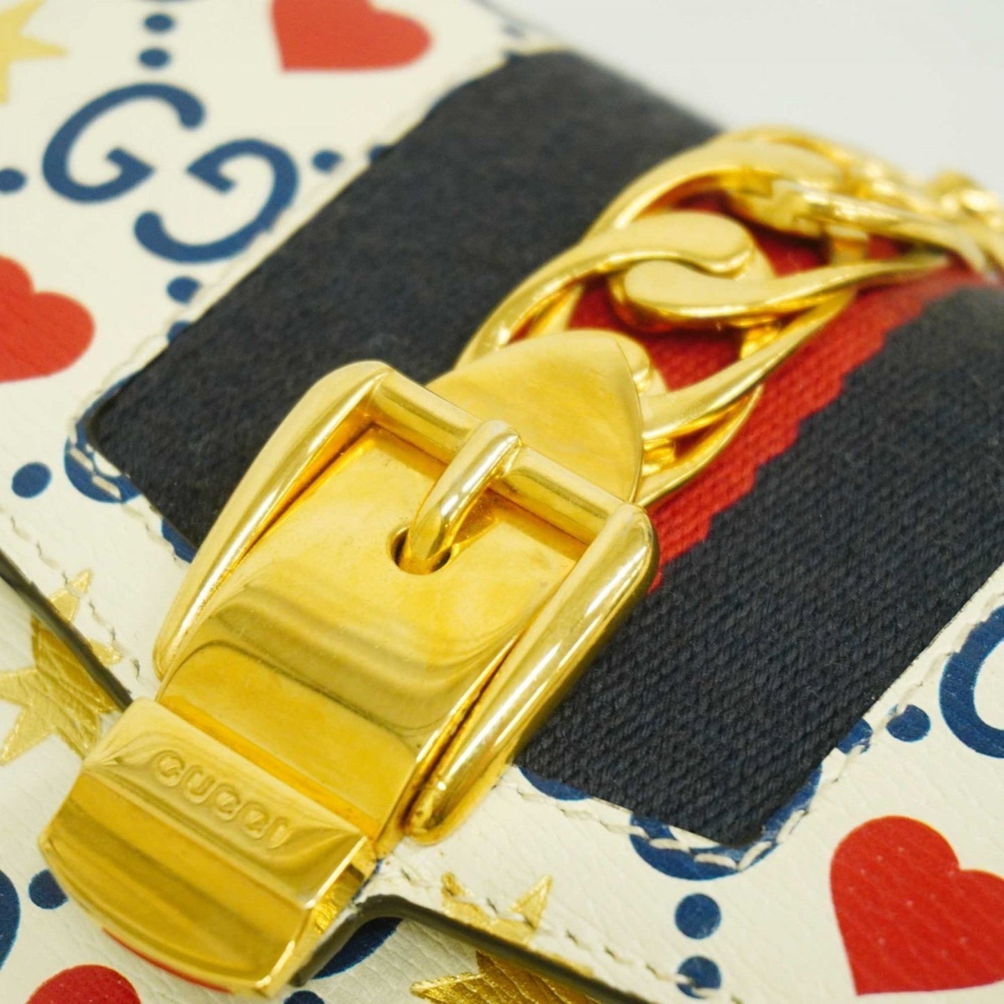 Gucci Multi-Color White Leather Shoulder Bag
