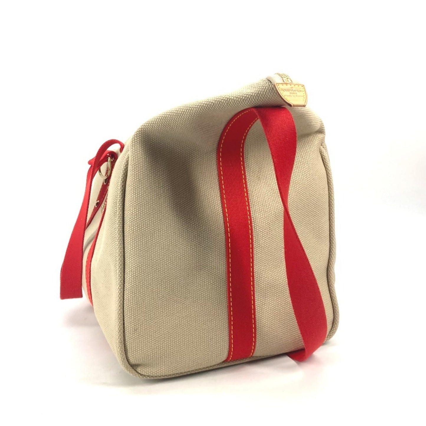Louis Vuitton Beige Red Color Canvas Boston Bag Shoulder Bag