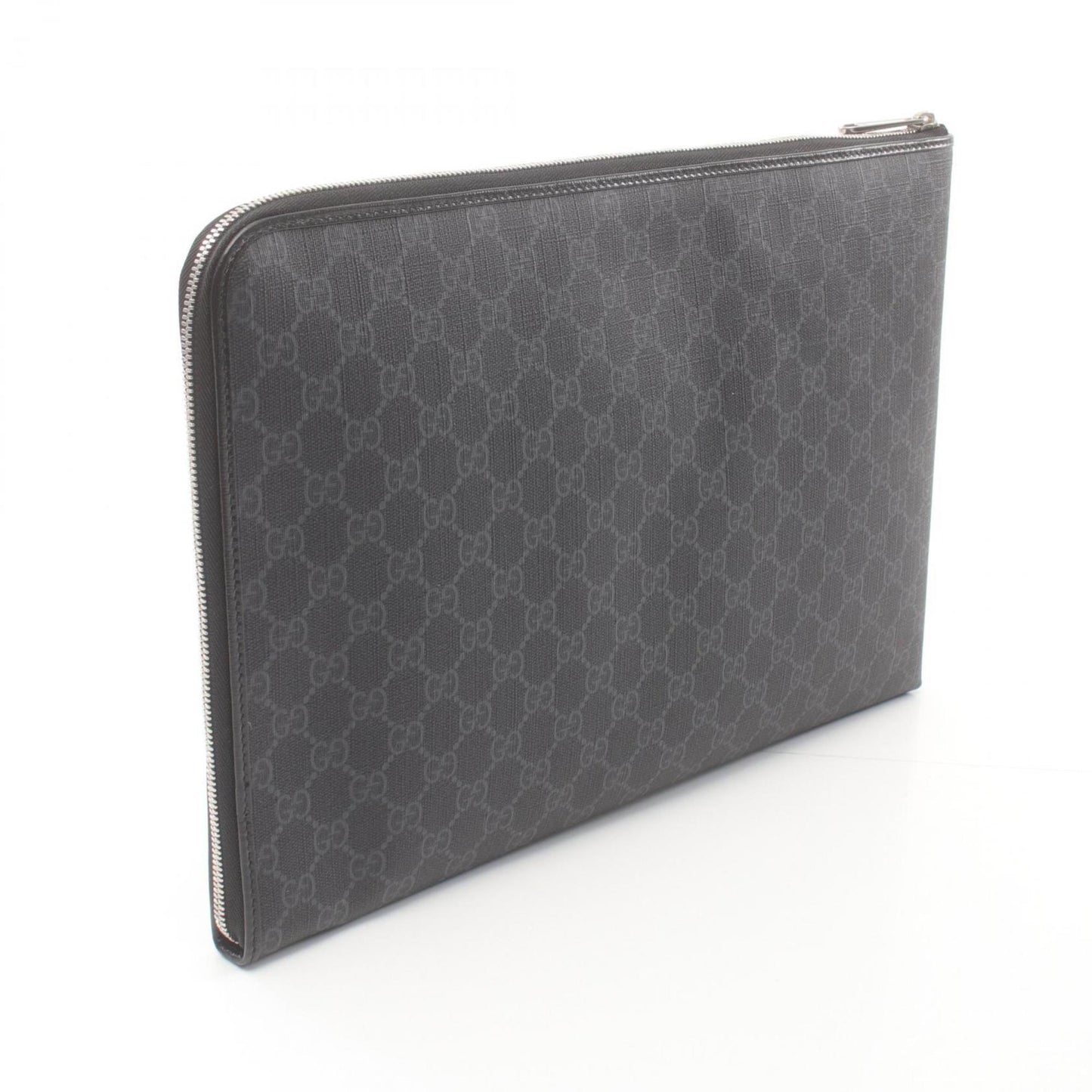 Gucci Black Pvc Coated Canvas Leather Clutch Bag Document Case