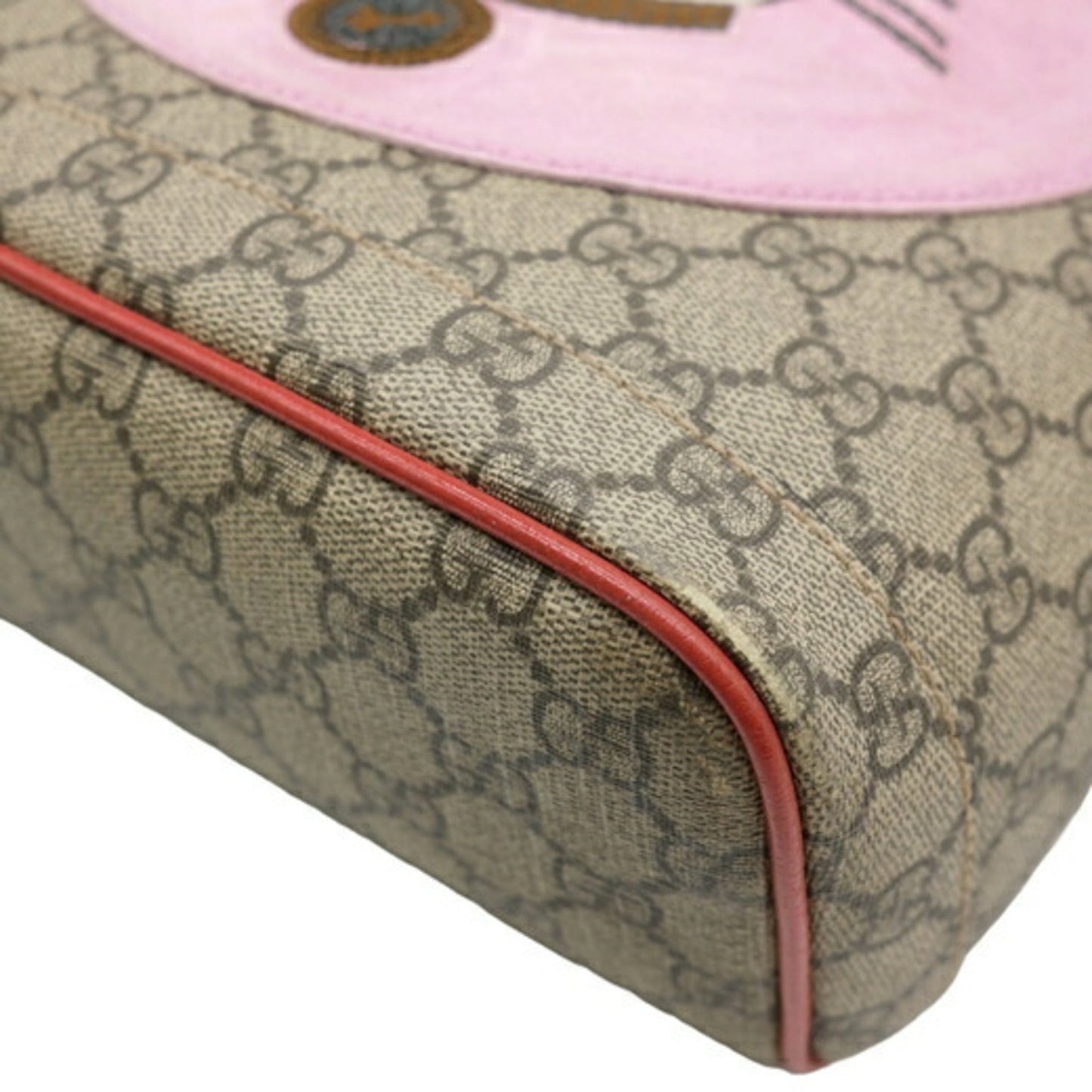 Gucci Beige Pink Red Color Gg Supreme Leather Backpack