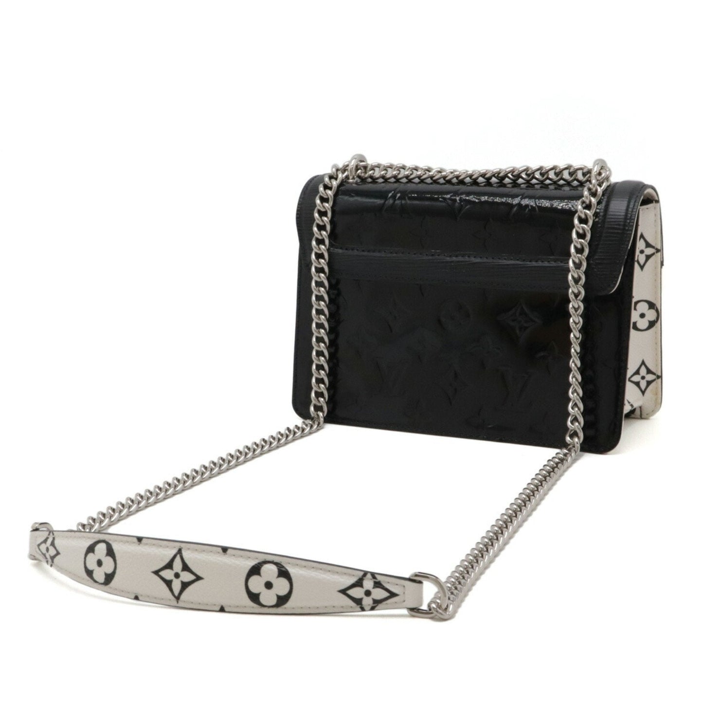 Louis Vuitton Black Noir White Leather Shoulder Bag