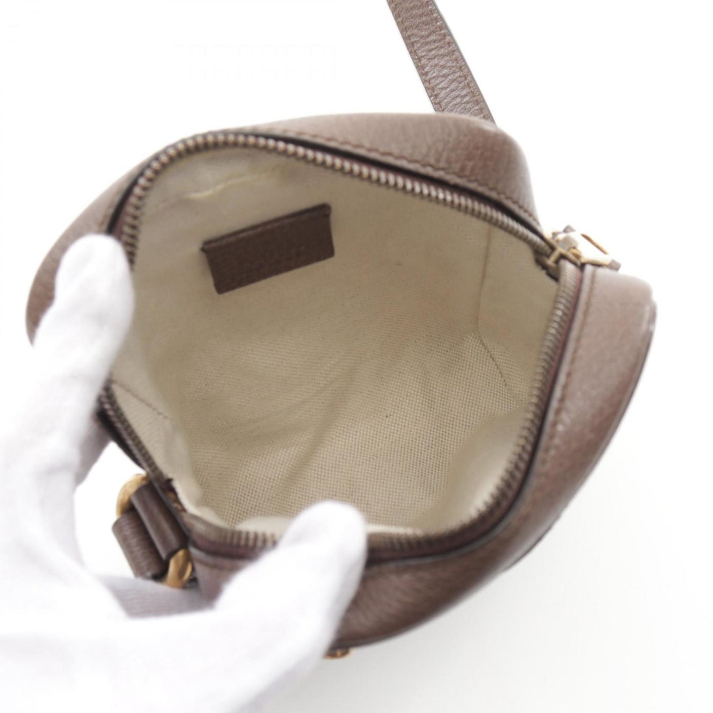 Gucci Beige Brown Coated Canvas Leather Shoulder Bag