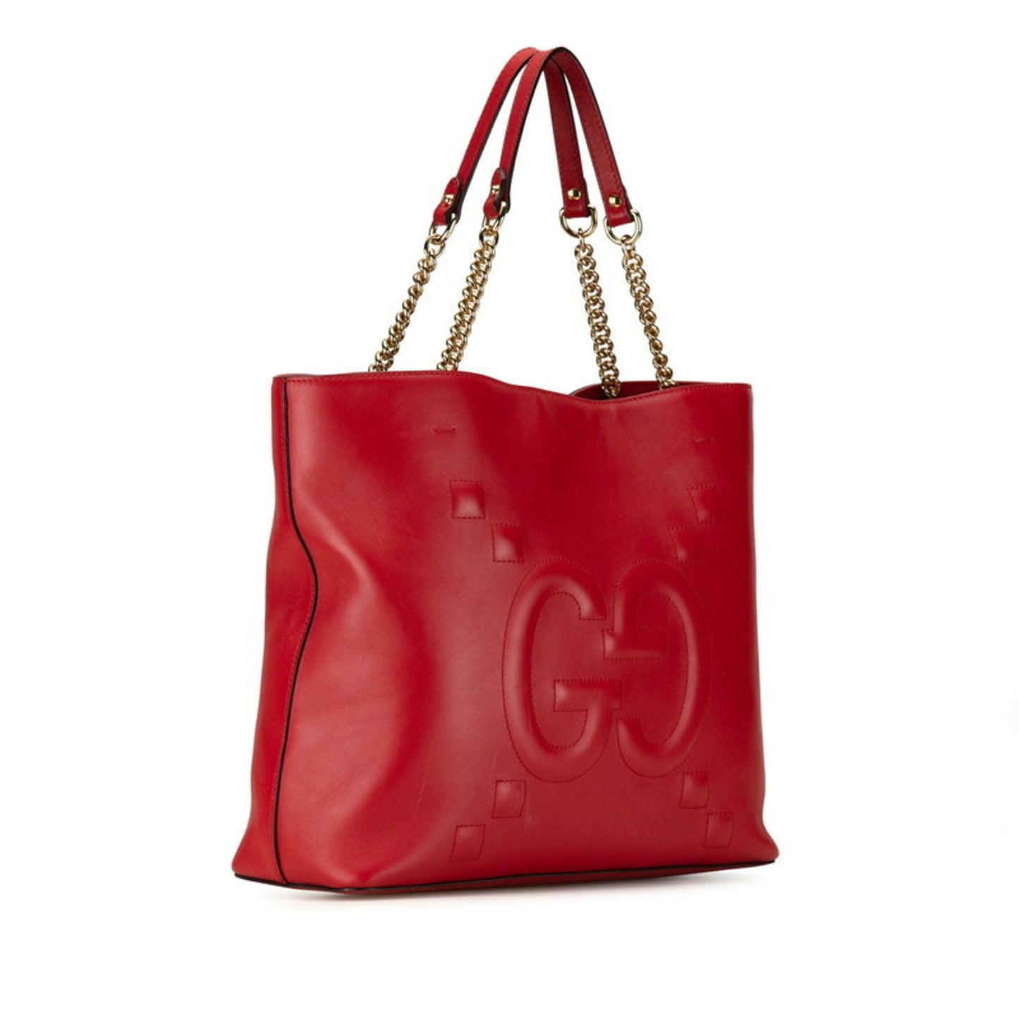 Gucci Red Color Leather Handbag Shoulder Bag Tote Bag
