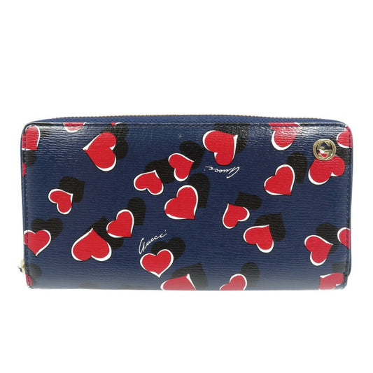 Gucci Black Navy Red Color Leather Long Wallet (Bi-Fold) ()