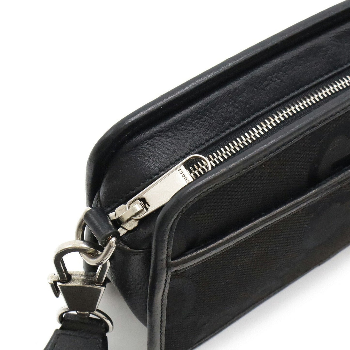 Gucci Black Leather Clutch Bag Pochette Shoulder Bag