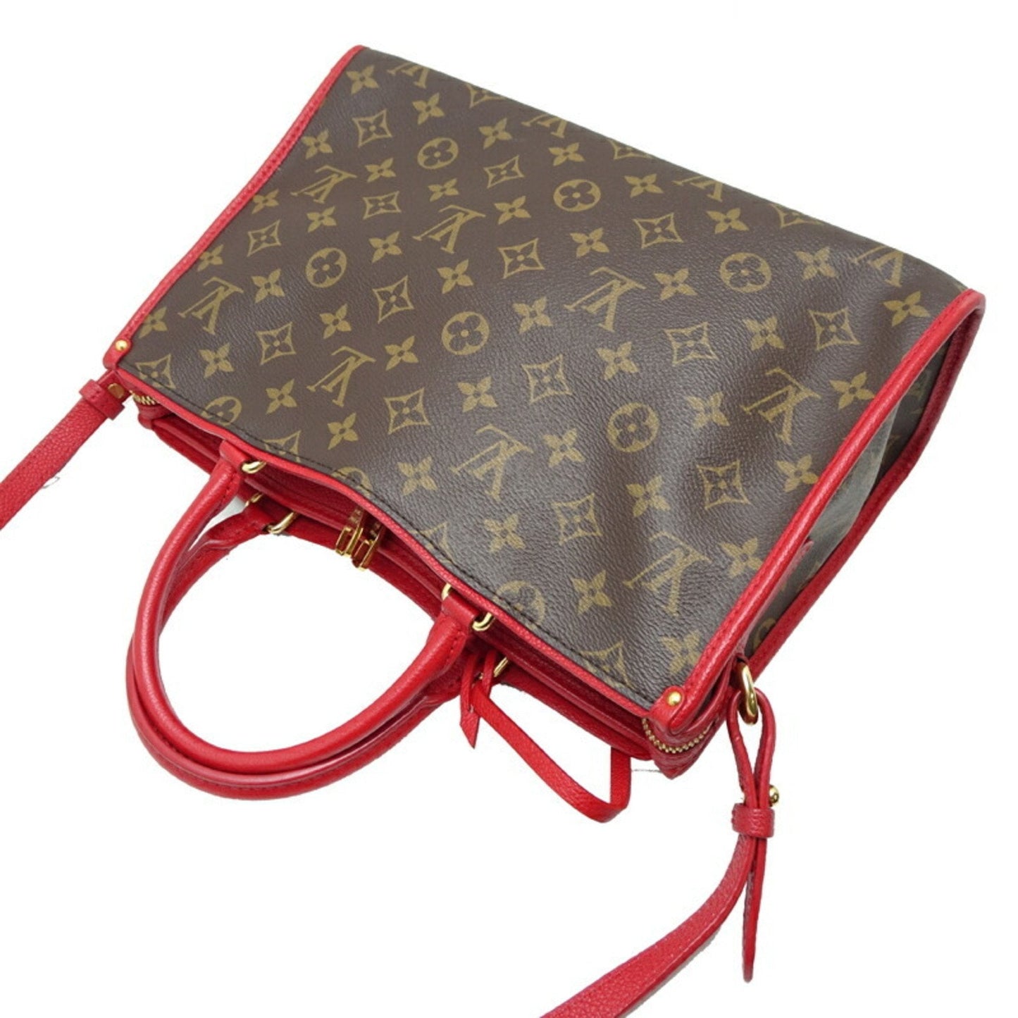 Louis Vuitton Brown Cerise Red Color Monogram Shoulder Bag
