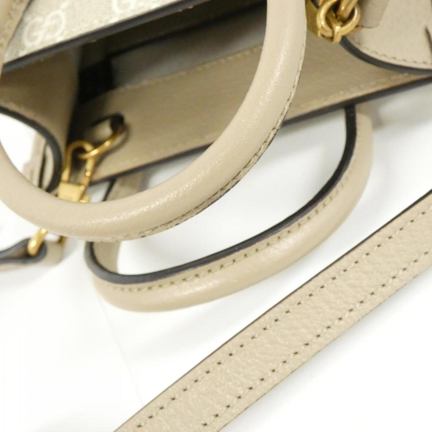 Gucci Beige White Gg Supreme Leather Handbag