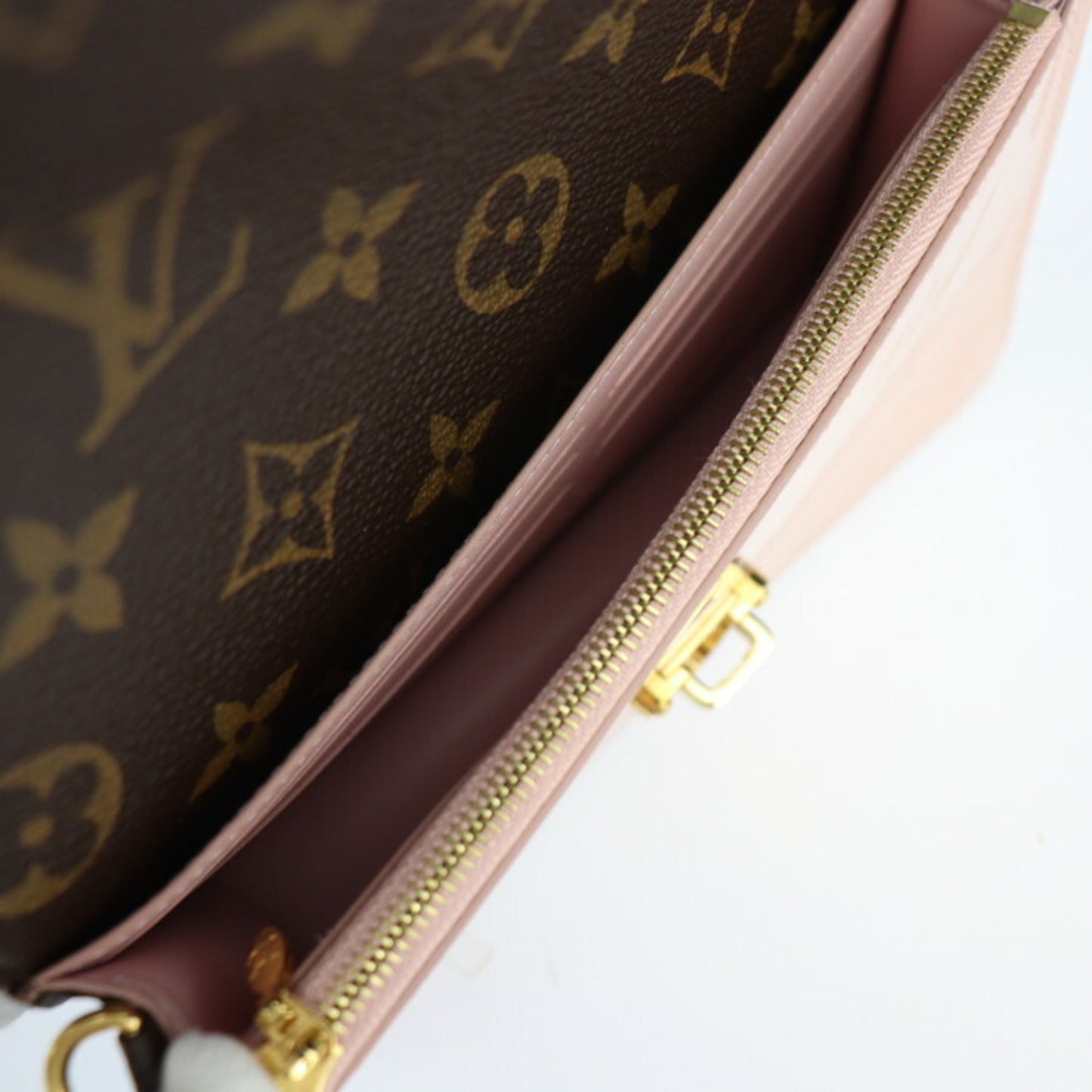 Louis Vuitton Brown Monogram Rose Ballerine Patent Leather Monogram Clutch Bag Pochette Shoulder Bag