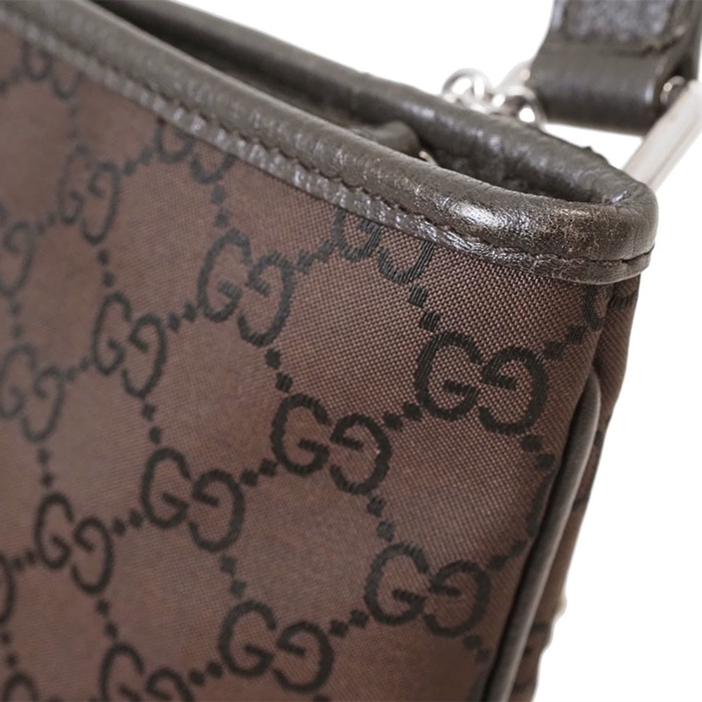 Gucci Brown Nylon Leather Shoulder Bag