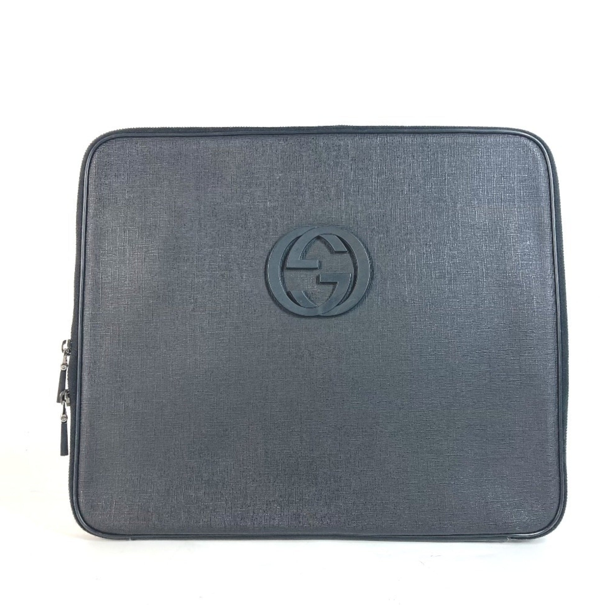 Gucci Black Pvc Leather Clutch Bag Laptop Bag ()