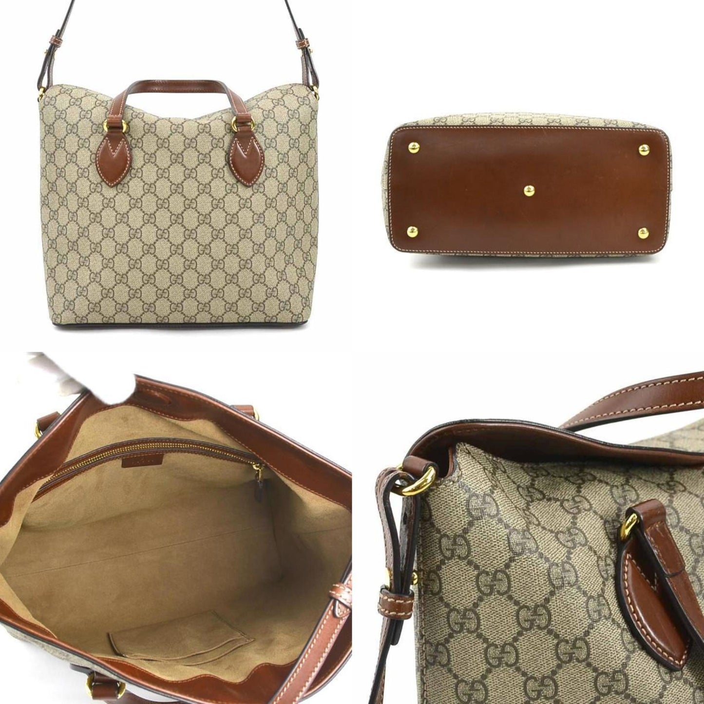 Gucci Beige Brown Pvc Leather Handbag Shoulder Bag