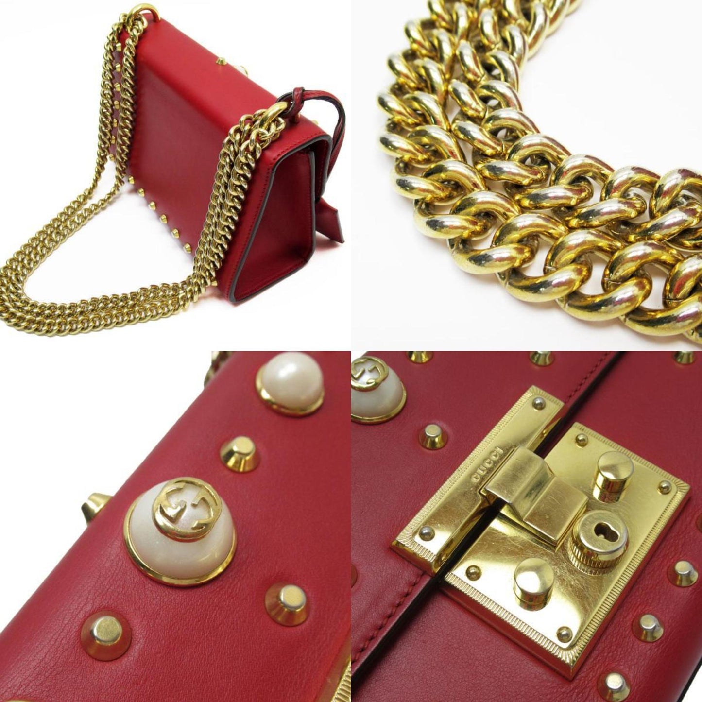 Gucci Red Color Leather Shoulder Bag