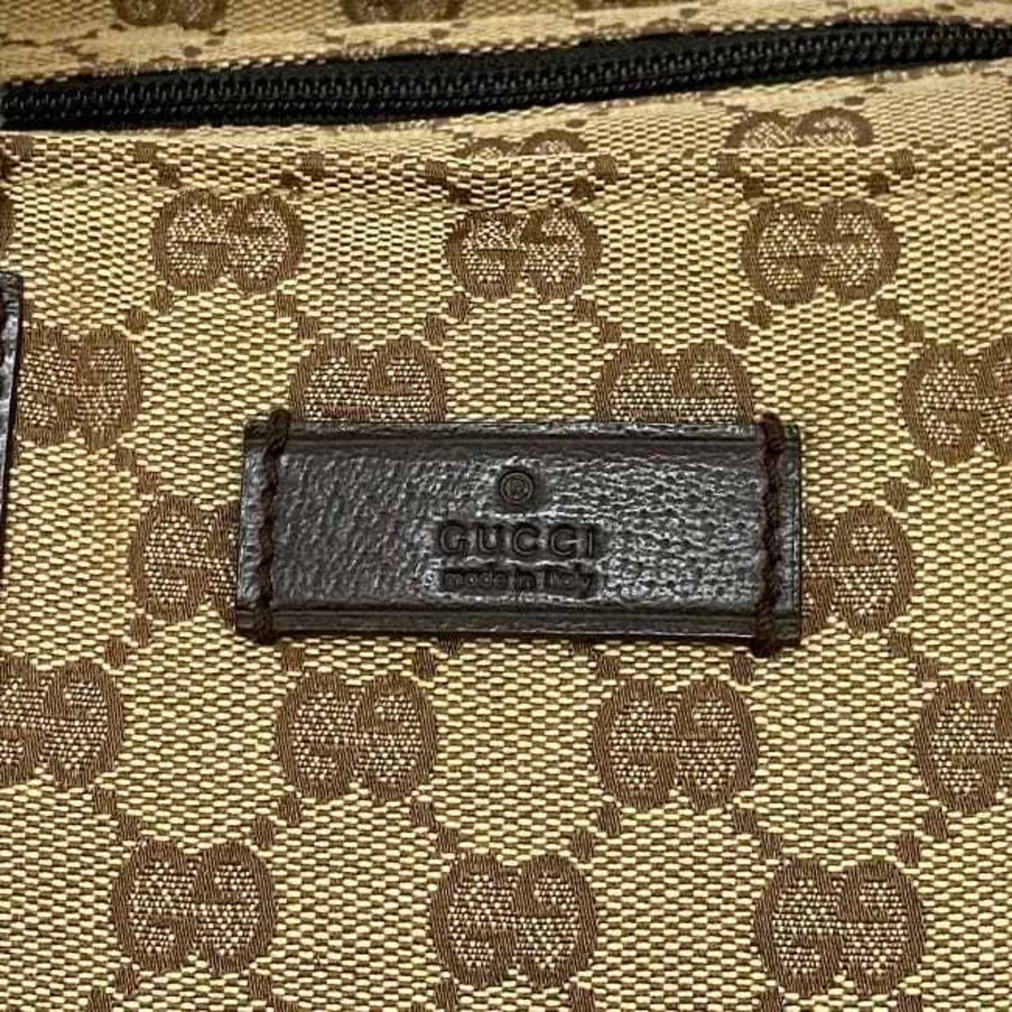 Gucci Beige Brown Canvas Leather Handbag Tote Bag